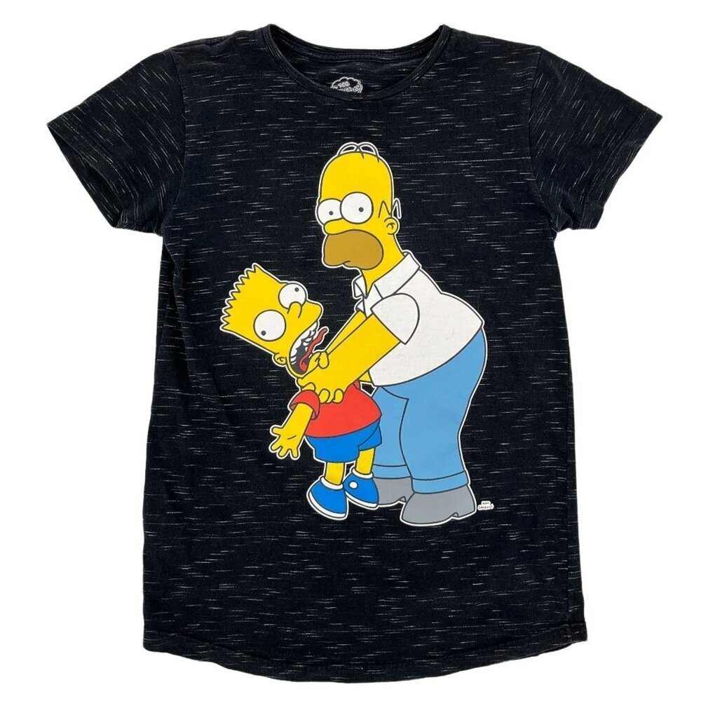 VTG 90s Y2K Homer Simpson Bart Simpson‎ Vinyl Graphic T-Shirt  Womens S